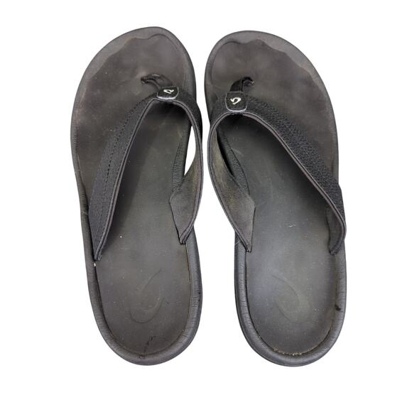 OluKai‎ Ohana Flip Flop Sandals Thongs Women's Size 9 Black - Picture 5 of 8